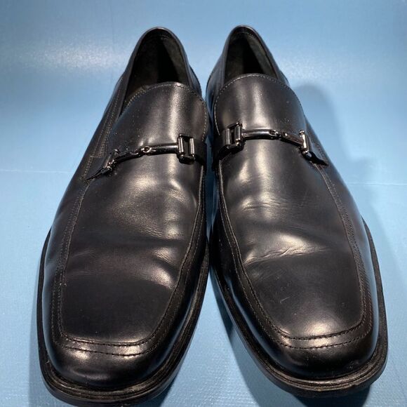 Aston Grey Men's Black Leather Horse Bit Loafers Slip On Shoes Size 12 - Picture 2 of 7